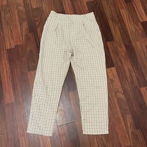 Shein Tan and Red Plaid Pants